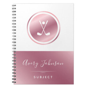 Cuaderno Elegantes Chicas Golf Golfer Rosa Oro Personalizad