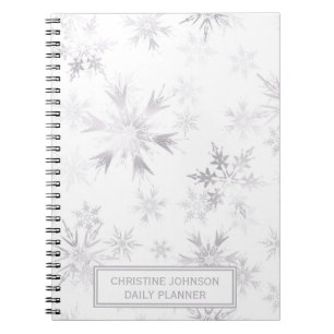 Cuaderno Elegantes copos de nieve en invierno blanco