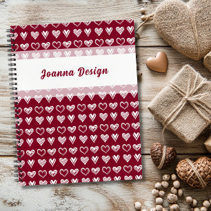 Cuaderno Elegantes Corazones de Encaje Burgundy Blanco