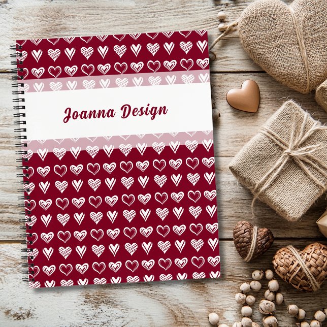 Cuaderno Elegantes Corazones de Encaje Burgundy Blanco (Subido por el creador)