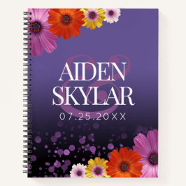 Cuaderno Elegantes Daisies con Boda Purpurina Púrpura