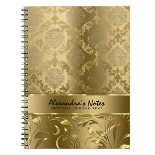 Cuaderno Elegantes damasquetes y encajes metálicos monocrom