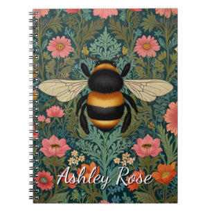 Cuaderno Elegantes florales boho retro abeja primavera