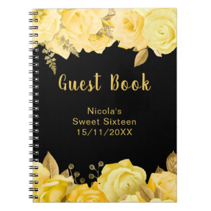 Cuaderno Elegantes flores amarillas y doradas Sweet Sixteen