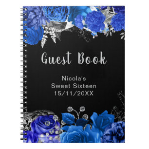 Cuaderno Elegantes flores azules y plateadas Sweet Sixteen