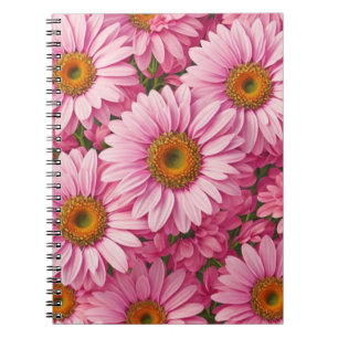 Cuaderno Elegantes flores de boho moda rosa margaritas rosa