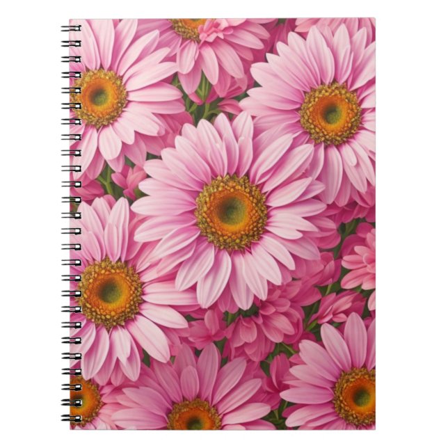Cuaderno Elegantes flores de boho moda rosa margaritas rosa (Frente)