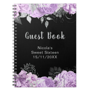 Cuaderno Elegantes flores de lila y plata Sweet Sixteen