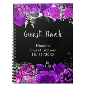 Cuaderno Elegantes flores púrpuras y plateadas Sweet Sixtee