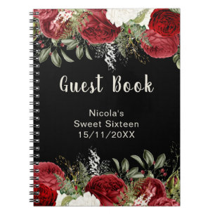 Cuaderno Elegantes flores rojas de Navidad para Sweet Sixte