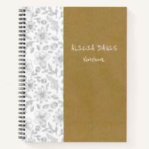 Elegantes flores simples fondo Kraft