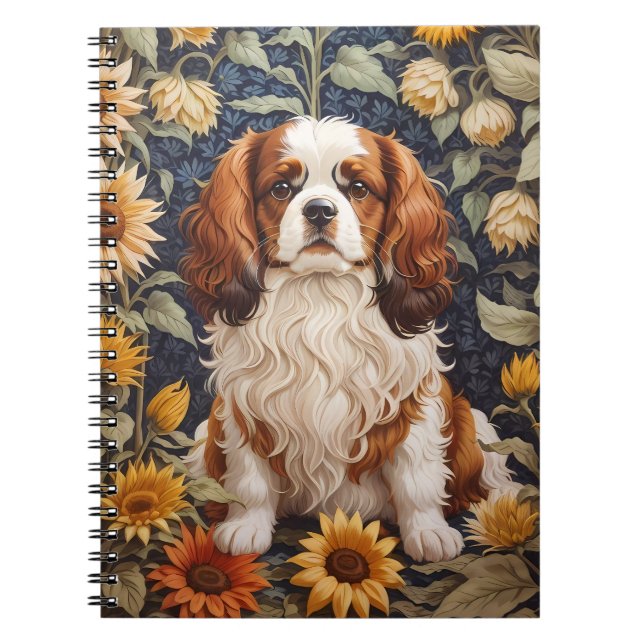 Cuaderno Elegantes girasoles Cavalier King Charles Spaniel (Frente)