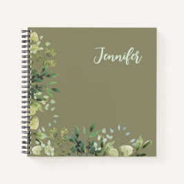 Cuaderno Elegantes hojas de marco botánico de nombre pastel