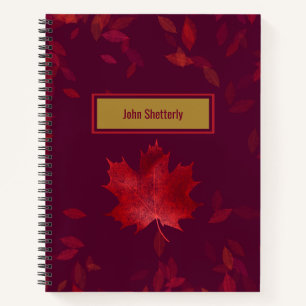 Cuaderno Elegantes hojas de otoño rojas y de oro de Borgo