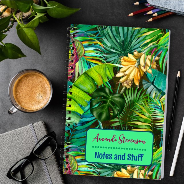 Cuaderno Elegantes hojas tropicales de banano floral (Subido por el creador)