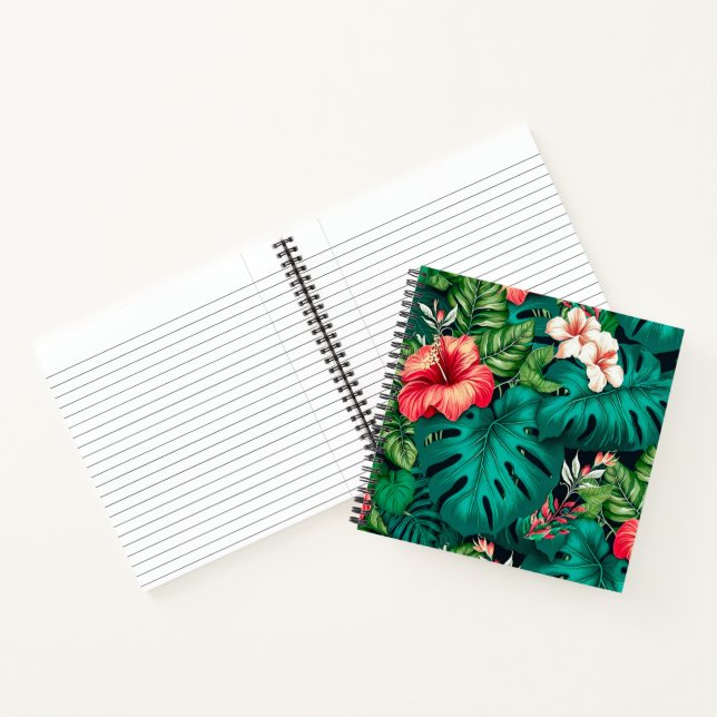 Cuaderno Elegantes Hojas Tropicales y Flores de Hibisco | (Interior)