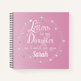 Cuaderno Elegantes letras brillantes rosadas de diamante a 