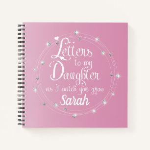Cuaderno Elegantes letras brillantes rosadas de diamante a 