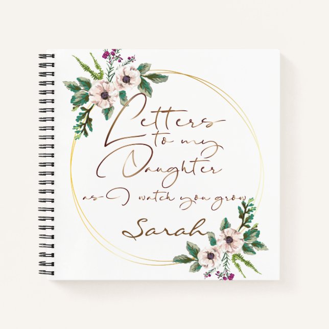 Cuaderno Elegantes letras de moda floral a la hija (Anverso)