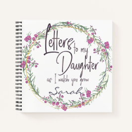 Cuaderno Elegantes letras de moda morada floral a la hija