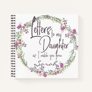 Cuaderno Elegantes letras de moda morada floral a la hija