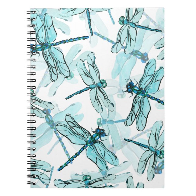 Cuaderno Elegantes libélulas: Maravilla de color de agua (Frente)