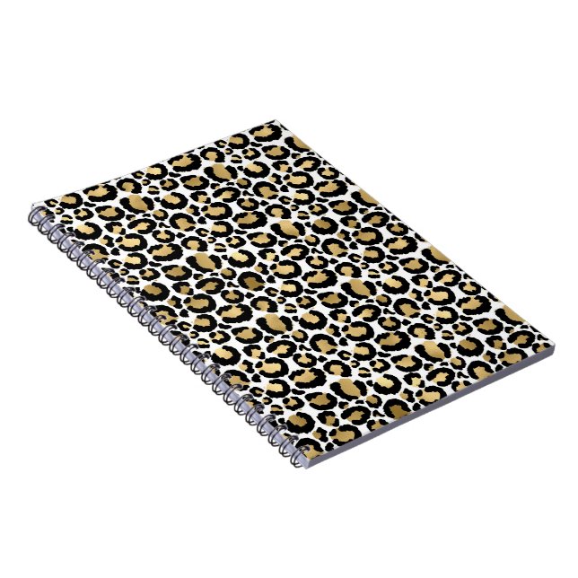 Cuaderno Elegantes manchas de leopardo monocromáticas glam  (Lado Derecho)