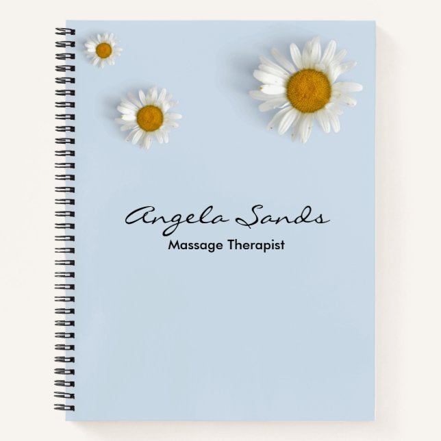 Cuaderno Elegantes margaritas blancas azules (Anverso)