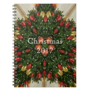 Cuaderno Elegantes Navidades Wreath Red Green Kaleidoscópic