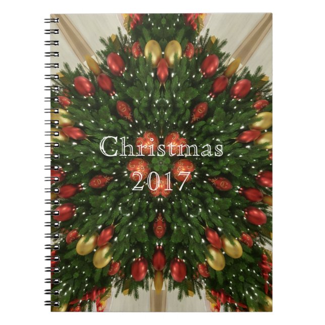 Cuaderno Elegantes Navidades Wreath Red Green Kaleidoscópic (Frente)