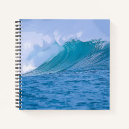 Cuaderno Elegantes Olas del Océano Azul Artesanía acrílica 
