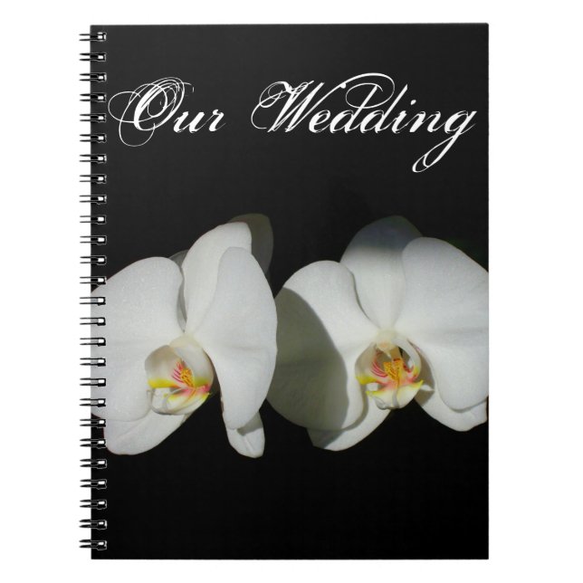 Cuaderno Elegantes orquídeas blancas negras floraciones rom (Frente)
