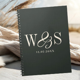 Cuaderno Elegantes parejas de bodas iniciales de ébano