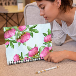Cuaderno Elegantes Peonías florales de Moda Rosa