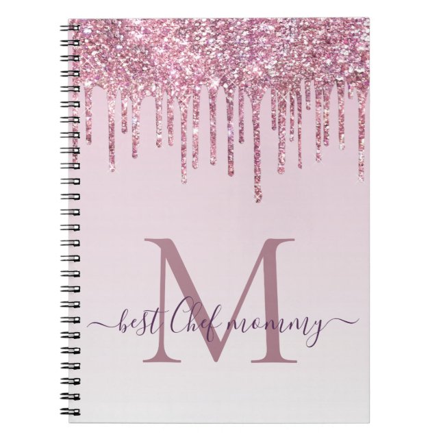 Cuaderno Elegantes Perforaciones De Purpurina En Monograma  (Frente)