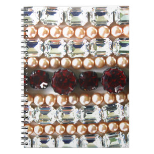 Cuaderno Elegantes piedras preciosas diamantes perlas rubíe