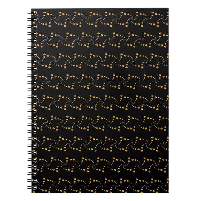 Cuaderno Elegantes puntos dorados giratorios en negro (Frente)