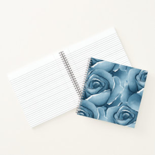 Cuaderno Elegantes Rosas de Acuarela Azules en Espiral Flor