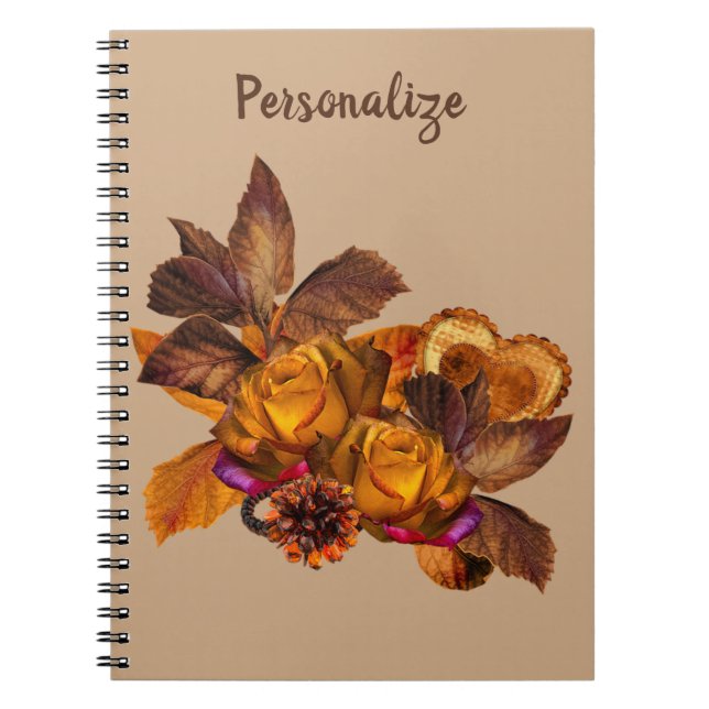 Cuaderno Elegantes Rosas de oro Bouquet floral otoñal (Frente)