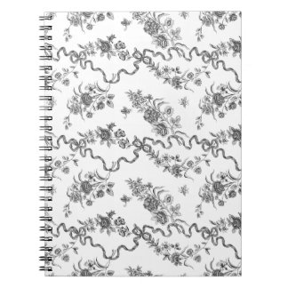 Cuaderno Elegantes Rosas negras grabadas de época y cintas