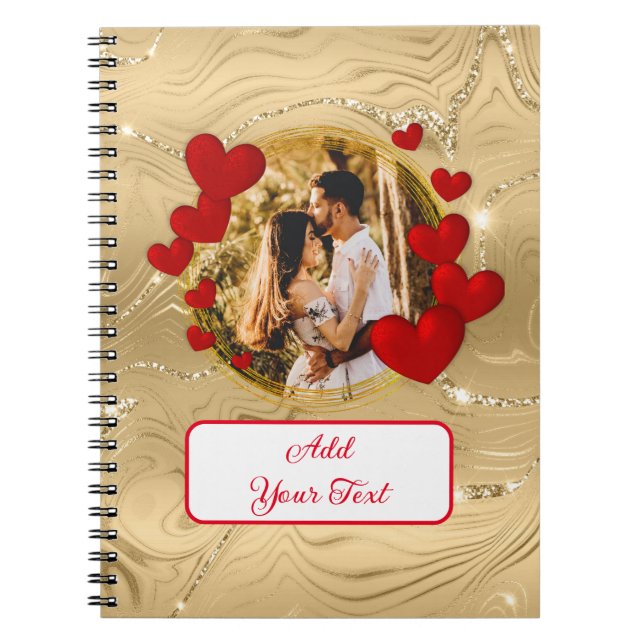 Cuaderno Elegantes San Valentín, amor, aniversario Corazón  (Frente)