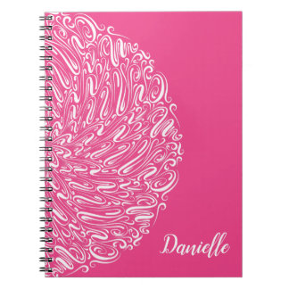 Cuaderno Elegantes Swirls Pink Hot Pink Mandala Caligrafía 