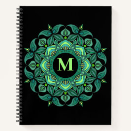 Cuaderno Elegantes tonos de manala verde floreciente Monogr