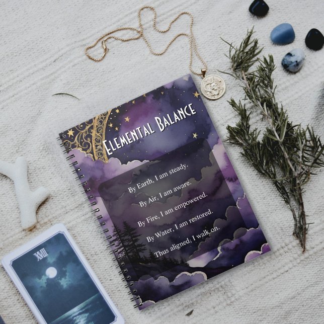 Cuaderno Elemental Balance Purple Night Sky Pagan Prayer (Elemental Balance Notebook for Pagan and Wiccan Practices by Starborne Devotionals)