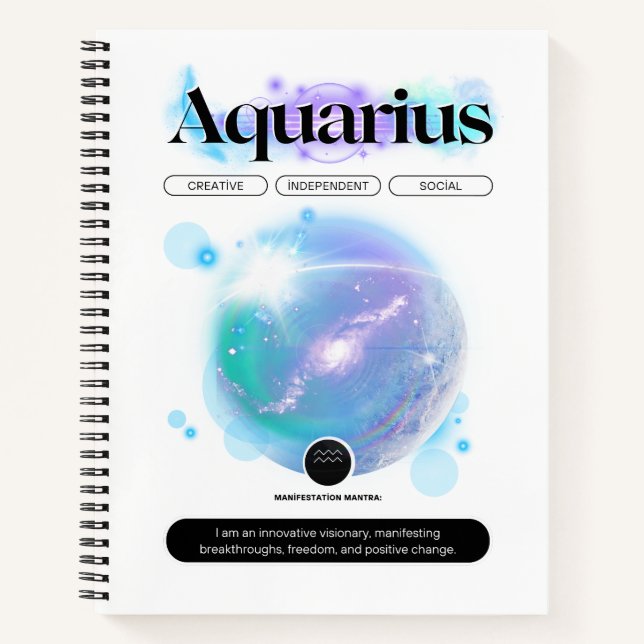 Cuaderno Elemento Aire De Cita De Rótulo Zodiaco Moderno (Anverso)