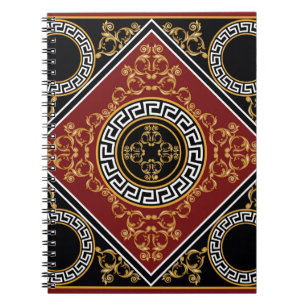 Cuaderno Elemento barroco floral dorado con motivos griegos