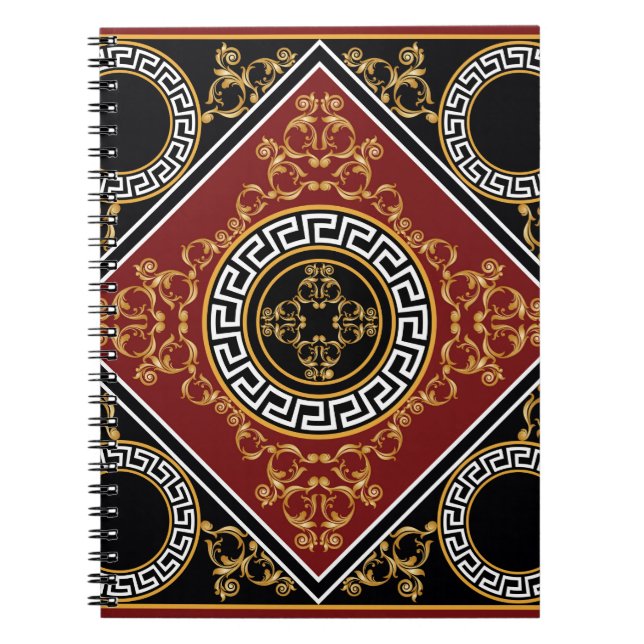 Cuaderno Elemento barroco floral dorado con motivos griegos (Frente)