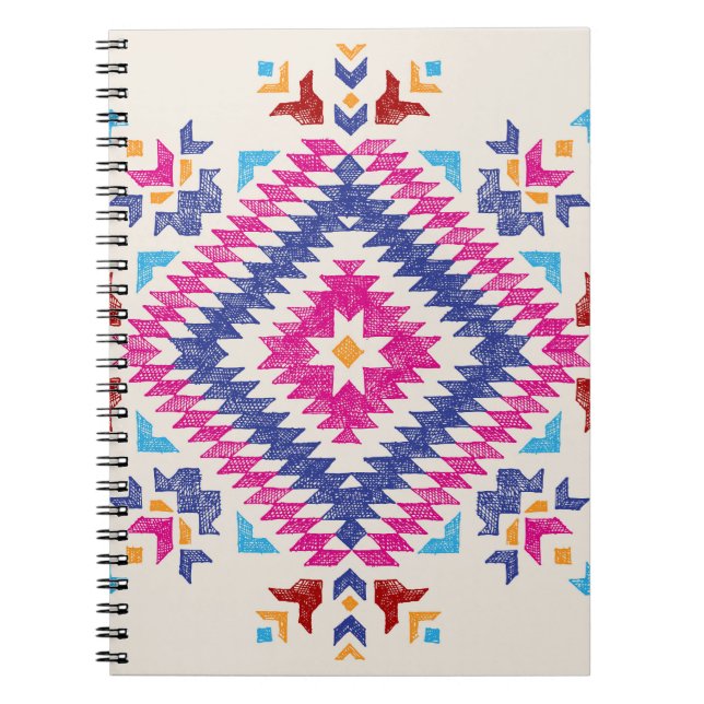 Cuaderno Elemento de diseño tribal de mano brillante. (Frente)