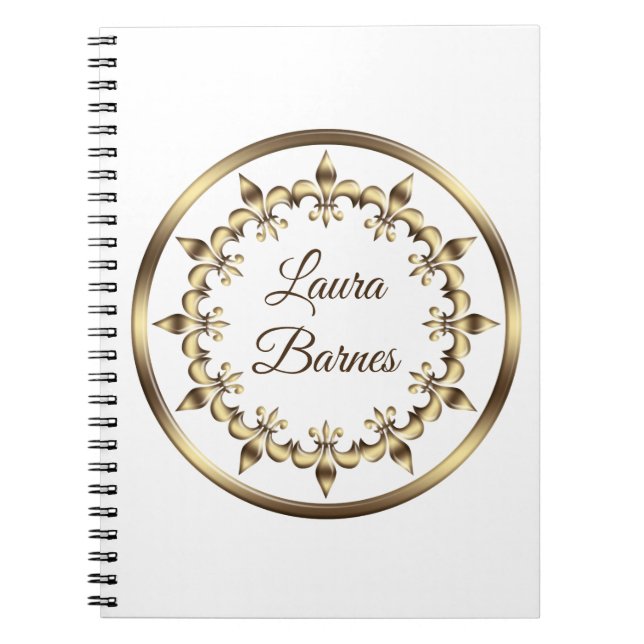 Cuaderno Elemento real de la flor de lis de oro. Monograma (Frente)