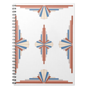 Cuaderno Elementos Art Decó en oro rosa, marrón y azul